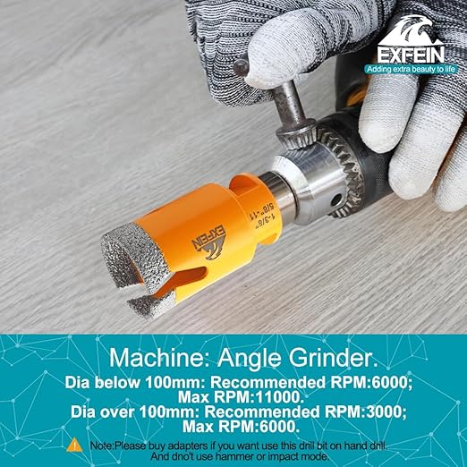 Diamond Tile Hole Saw Kit 12pcs - 6/8/10/25/35/50/65mm Core Drill Bits,10mm Milling Bit and 2" Chamfer Bit with Hex Adapter and 4.5" 2pcs Diamond Blade and for Tile Porcelain Marble