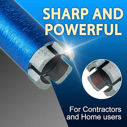 SALI Wet Diamond Core Drill Bits 2"/52mm Diameter, 15"/380mm Drilling Depth Concrete Core Drill Bit, 1-1/4-7" Thread Core Bit Turbo Laser-Welded Segments with Rebar, Brick, Block, Masonry, Stone