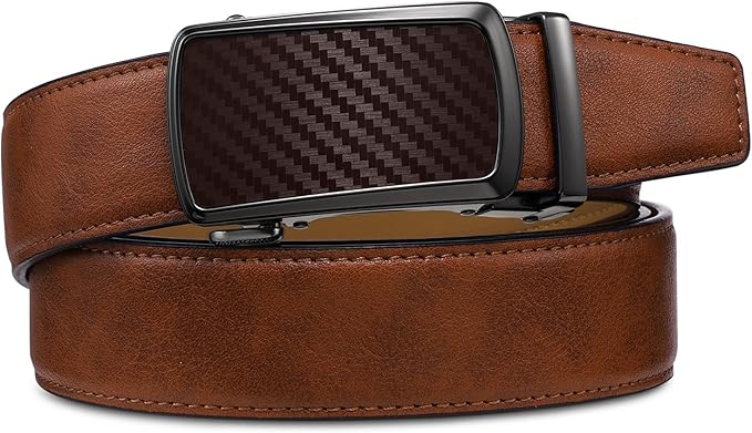 Zitahli Belt Men, Ratchet Belt Dress with 1 3/8" Premium Leather,Slide Belt with Easier Adjustable Automatic Buckle