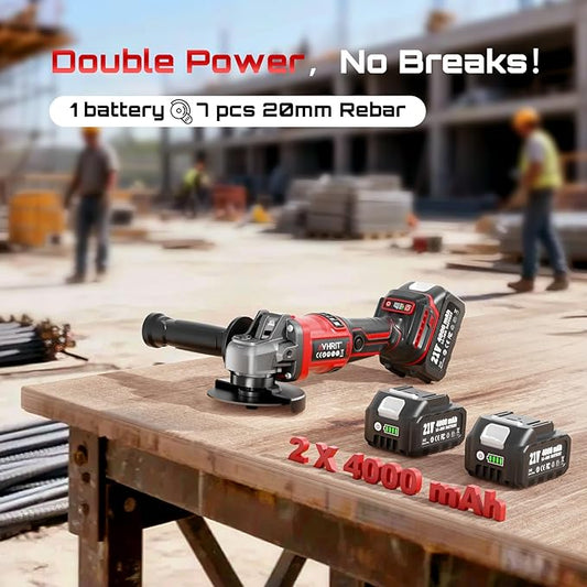Cordless Angle Grinder, 4-1/2" Battery Grinder with 2 Batteries, LED Display,Burshless motor for Metal Cutting Grinding, Rust Removal