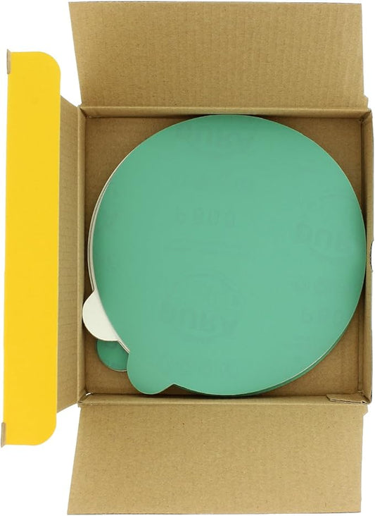 Dura-Gold Premium 800, 1000, 1500, 2000, 3000 Grit 6" Green Film PSA Sanding Discs, 5 Each, 25 Total, Self Adhesive Stickyback Sandpaper for DA Sander, Finishing Sand Automotive Paint Woodworking Wood