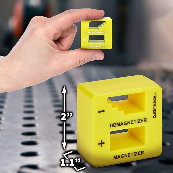 Demagnetizer and Magnetizer for Screwdrivers Tips, Bits, and Small Tools, Large or Big Screws, Drills, Drill Bits, Sockets, Nuts, Bolts, Nails and Precision Construction Tools - Yellow