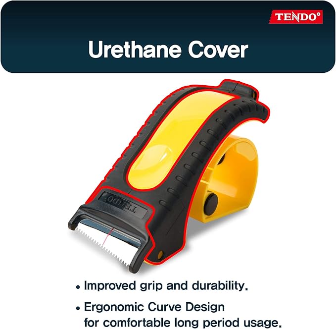 Heavy Duty Shipping Tape Dispenser: TENDO째 Essential Line ??Reusable, Replaceable, Eco-Friendly 2?쇺?Master Piece Dispenser with Patented 10째 Sloped Chromium Blades - P-1200 (3th Gen.)_Yellow