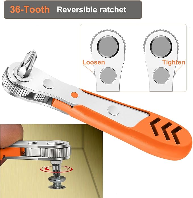 Right Angle Screwdriver 24 in 1 Ratchet Screwdriver Set with Mini Ratchet Wrench for Tight Spaces, Bike Repair & DIY Projects