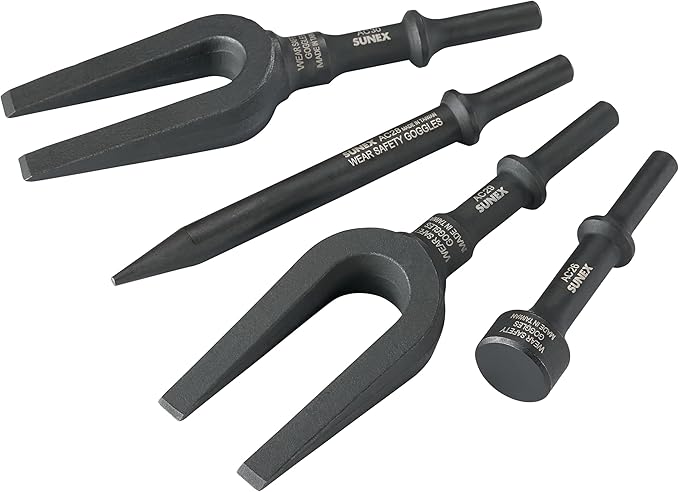 SUNEX TOOLS ACS4 Air Hammer Chisel Pneumatic Separator Set in Portable Tool Roll, 4-Piece