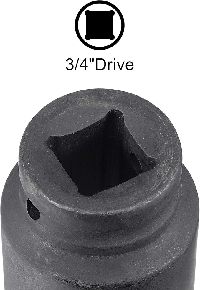 uxcell 3/4-Inch Drive 34mm 12-Point Deep Impact Socket, CR-MO Steel 78mm Length, Metric Sizes