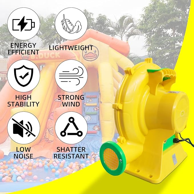 Air Blower, 950W 1.25HP Bounce House Blower, Portable Pump Fan Perfect for Inflatable Bouncy Castle, Jumper, Water Slide, Leaf Blower Corded(950 Watt 1.25HP)