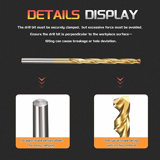 Drill Bit, 9/64" Cutting Diameter, 4341 HSS Jobber Bits TiN Coated 135° Cutting Angle - (Applications: for Drilling Soft Metal Plastic Wood), 10-Pieces
