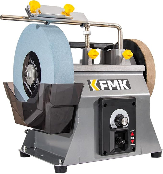 10 Inch Variable Speed Wet Sharpening System, 90-160RPM Wet Bench Grinder, Two Direction Water Cooled Wet/Dry Sharpening System for knife, Chisel, Scissor, Woodworking Tools
