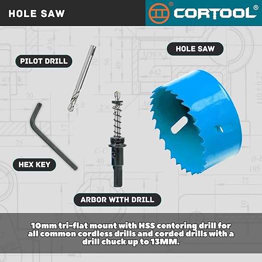 3-3/4 Inch Hole Saw with Arbor for Metal and Wood Cutting, Bi-Metal Hole Cutter, 3-3/4" Hole Saw Kit for Drywall, Wood, PVC Boards, Fiberglass and Vent Pipes