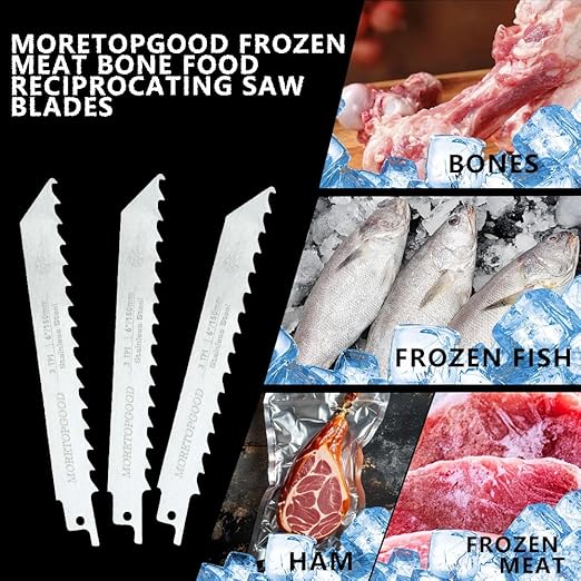6 Inch Stainless Steel Reciprocating Saw Blades for Frozen Meat Bone Cutting,3 TPI Food Saw Blades-5 Pack