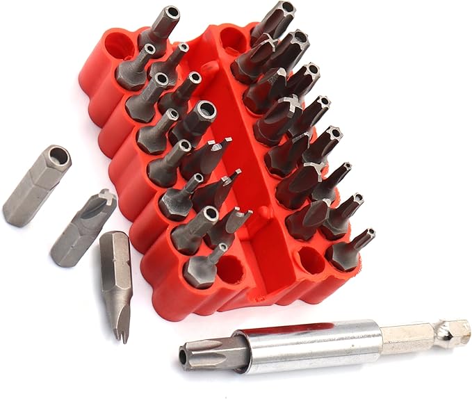 Castuvy 33 pcs Screwdriver Bit Set, Security Bit Tamper Proof Set of 1/4" Shank, Torx Screwdriver Bit, Star Screwdriver Bit with Holder