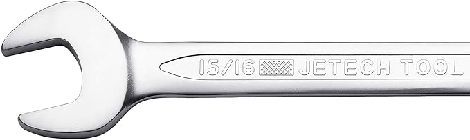 Jetech 15/16 Inch Combination Wrench - Industrial Grade Spanner with 12-Point Design, 15-Degree Offset, Made with Durable Chrome Vanadium Steel, SAE