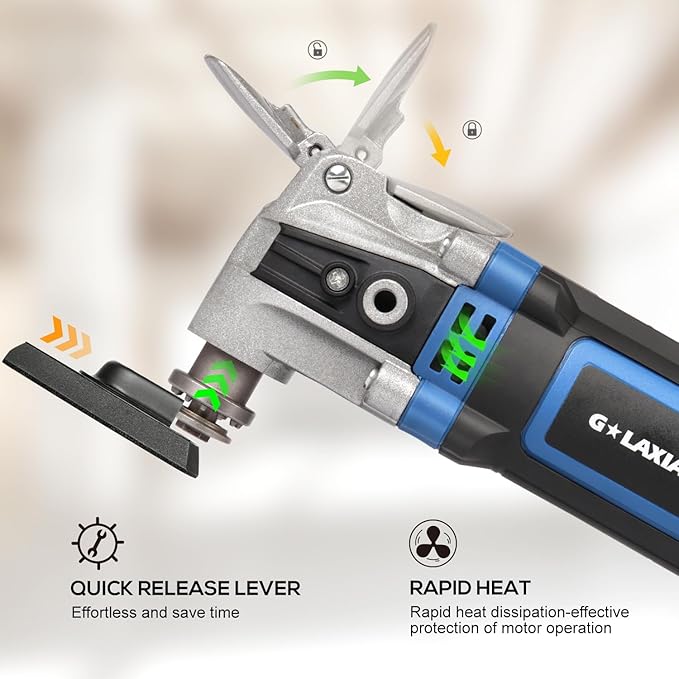 Oscillating Tool, 3.5A Oscillating Multi Tool with with Quick Clamp System Change, 4째 Oscillation Angle, 31 Piece Accessories Scraping, Grinding, Sanding, Cutting