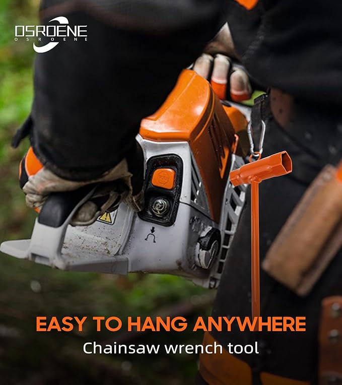 OSROENE Chainsaw Wrench, 3 Pack Orange Chainsaw Tool Chain Saw Scrench with Hook, 13 by 19mm 1/2x3/4 T Wrench Spanner Tool (3, Orange)