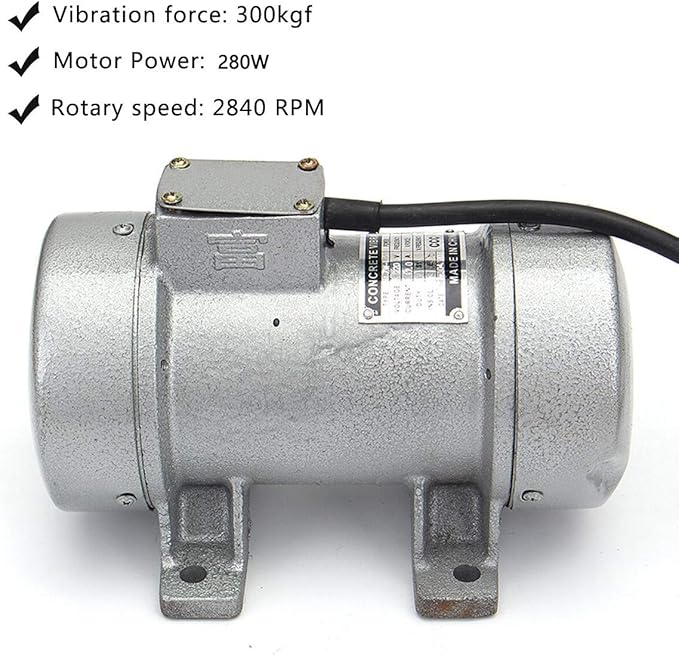 MYOYAY Concrete Vibrator, 280W Electric Concrete Vibrator Concrete Motor Vibrating Shaker Table Vibrator Motor Heavy Duty Machine 110V 60HZ 2840RPM 300KGF with 5.9fts Power Cable