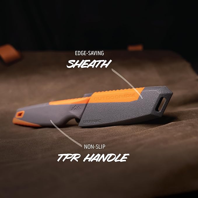 OUTDOOR EDGE VANTEX 3.5'' Fixed Blade Drop Point Hunting Knife-Includes Sheath