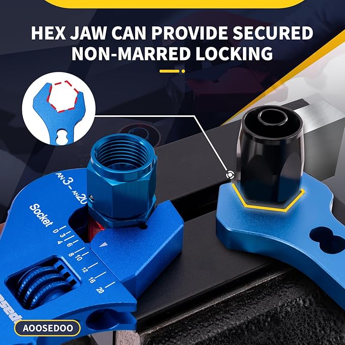 AOOSEDOO 3AN-20AN AN Fitting Wrench AN Fitting Tool for AN Hose Fitting Assembly Adjustable Lightweight Aluminum Blue With Double-ended AN Wrench 6AN Socket-AN8 B-nut Blue