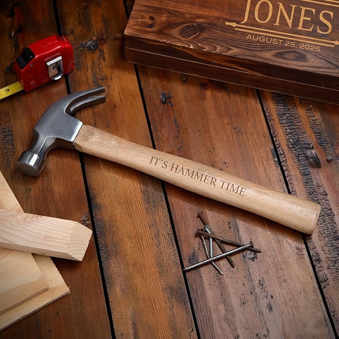 Handcrafted Bonds Personalized Hammer – Engraved with Text, Perfect Handyman Gift for Father’s Day, Anniversaries, or Birthdays,13"