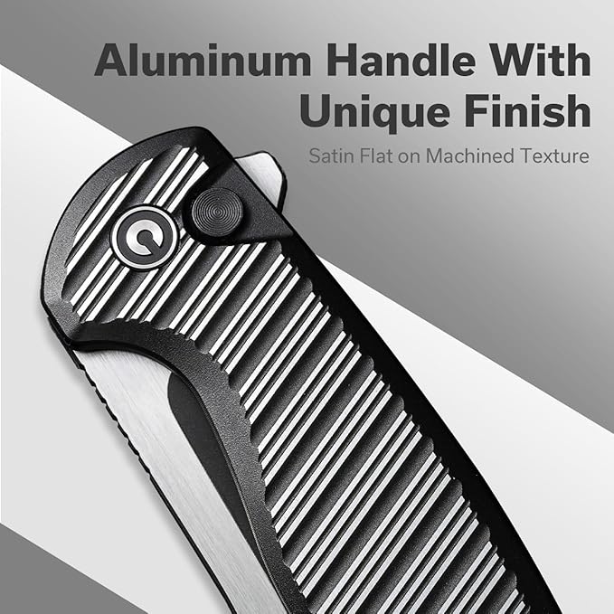CIVIVI Stormhowl Pocket Knife, Folding Knife with 3.3" Nitro-V Steel Blade Stylish Aluminum Handle Flipper and Button Opener Cool Knife for Gift,EDC C23040B-1