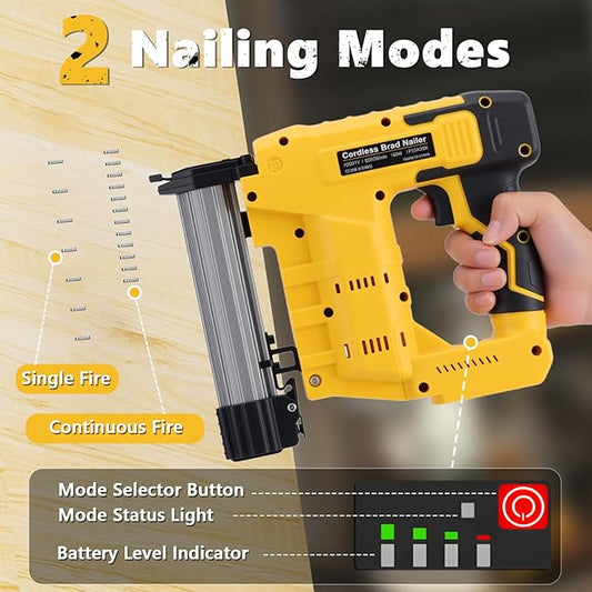 Cordless 2 in 1 Brad Nailer & Staple, Battery Powered, Compatible with De W alt 20V (No Battery), 18 Gauges, Combo Single Mode, Safety Pin, Includes 400 Nails