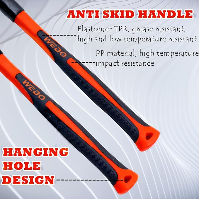 WEDO 3PCS Hammer Set,4lb Sledge Hammer,2lb Ball Pein Hammer,2lb Drum Type Hammer,Brass,Fiberglass Handle,Die-Forge,Corrosion Resistant