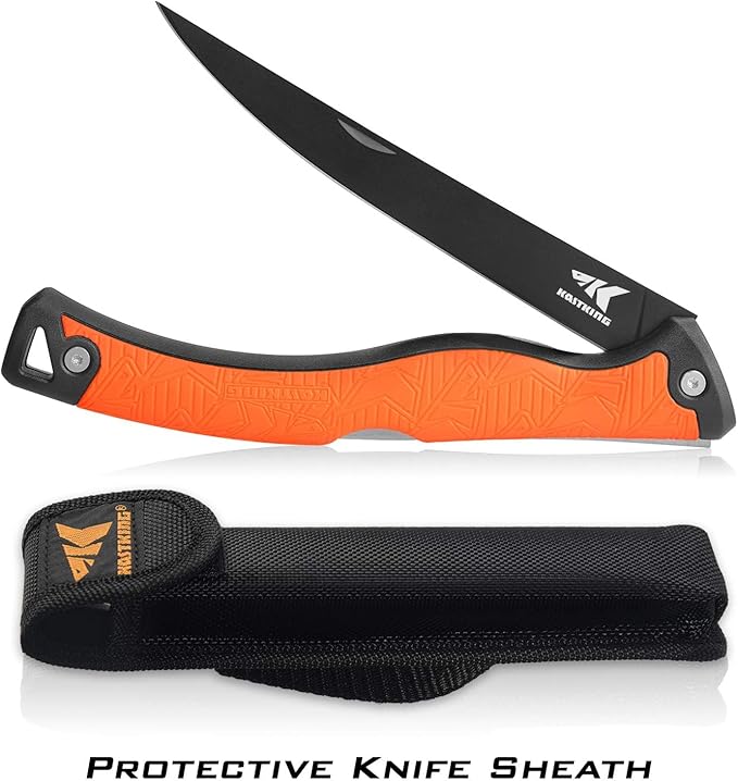 KastKing Folding Fillet/Fishing/Camping/Hunting Knife, Razor Sharp G4116 German Stainless-Steel Blade, Non-Slip Handles, 13 쩍 inch overall Length, only 7 쩍 inch folded, Includes Sheath