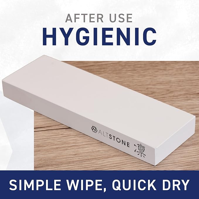 RIN [High-density. Tightly compacted.] Splash & Go, Whetstone Sharpening stone grit w/Nagura, 7.1" x 2.4" x 0.8" (Ideal for home-use), Made in Japan (#10000)