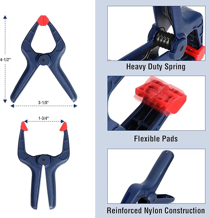 WORKPRO 10-Pack Bar Clamps for Woodworking, 6-Inch (2) Mini & (2) Light Duty and 12-Inch (2) Wood Clamps & 1-Inch (4) Spring Clamps, F Clamp with 50/150 LBS Load Limited