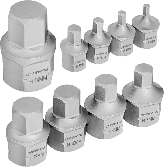 CARBYNE 9-Piece Metric Super Short Low Profile Hex (Allen) Bit Socket Set | 3mm to 14mm, Dual-Drive: Internal Square Drive & External Hex Drive ??From a Family-Run Tool Company in the U.S.