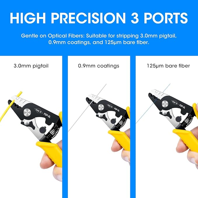 VAEYI Fiber Stripper, 6' Cable Stripper with Safe Lock and Anti Slip Handle, Klein Wire Stripper, Fiber Optic Tools, High-carbon Steel, FSP-3L