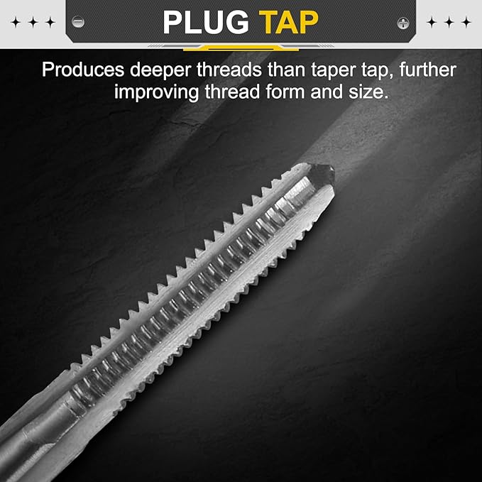 uxcell Hand Plug Tap M2.5 x 0.5 H2 Metric Thread Plug Style Taps Straight Flute Screw Tapping Threading Tool High Speed Steel HSS6542