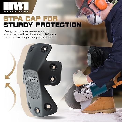 HWI Gear Next Generation Knee Pad for Protection: Combat, Mechanics, Construction, Hunting, Landscaping, Outdoor Survival, Heavy Duty Industrial Grade, Adjustable