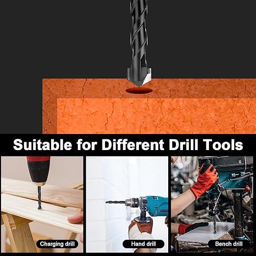 10Pcs 1/4" Masonry Drill Bits Kit for Concrete, Stone, Carbide Drill Bit Set for Glass, Brick, Tile, Plastic, Ceramic and Wood Size 1/4 inch