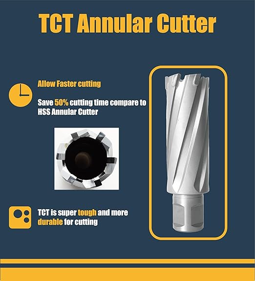 Wind Speed Carbide-Tipped Annular Cutter 10/16" Diameter x 2" Depth with Weldon Shank, High Precision Mag Drill Bit for Magnetic Drill Press, for Hard Material, Stainless Steel, Cast Iron, CT-503