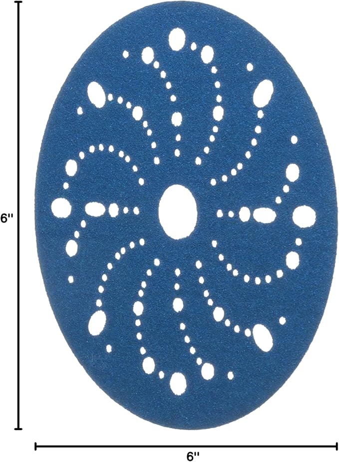 3m 3M-36172 Hookit Blue Abrasive Disc Multi-hole, 6, 80 Grade