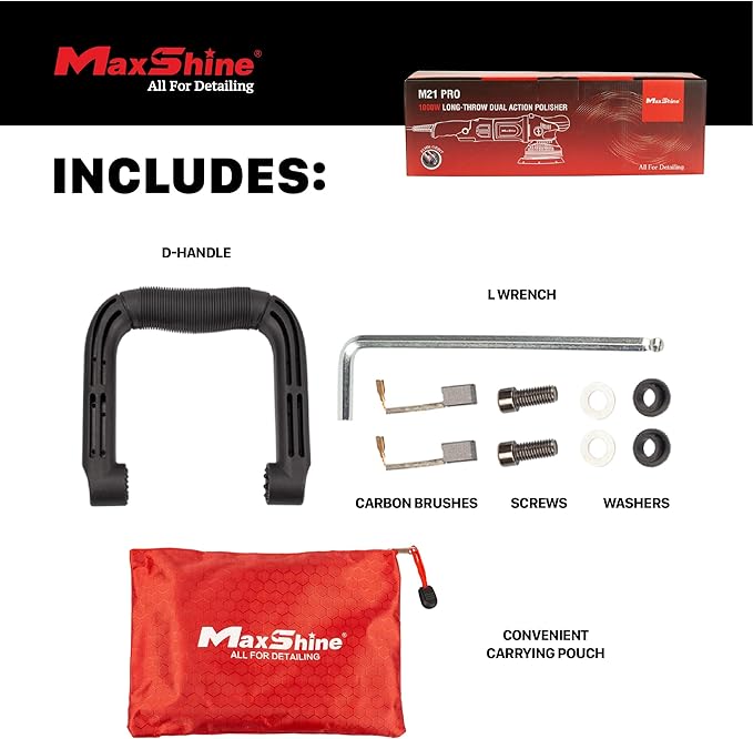 Maxshine M21 Pro Dual Action Polisher ??21 mm Long Throw, 1000 W Power, 6??Backing Plate, Variable Speed 2,200??,000 OPM, Low Vibration Grip ??Professional Car & Marine Paint Correction Buffer