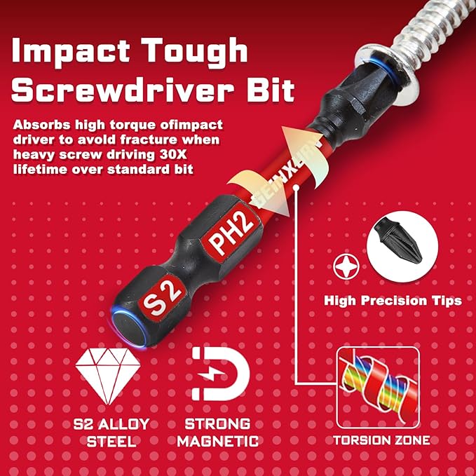 Impact Screwdriver Bits Set, 99 Pieces 1??2?쒶ulti Head Magnetic S2 Steel Driver Bits PH/SQ/Torx/Slotted/Pozi/Security Torx With Soft Base