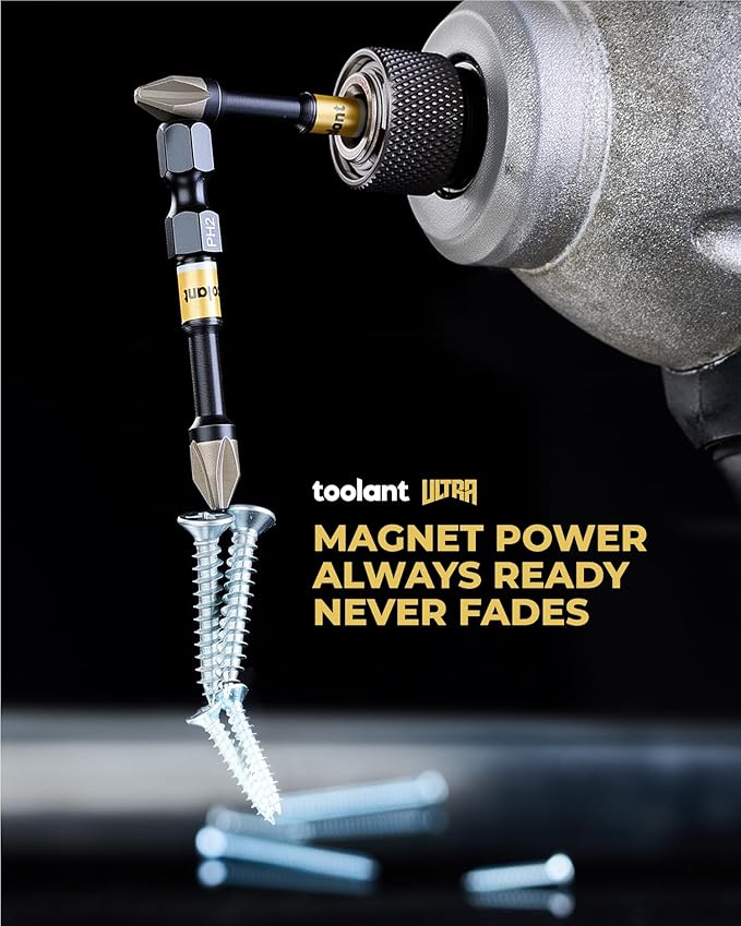 toolant 6 Inch Phillips Bit#2, Magnetic Anti Slip Impact Screwdriver Bits Set, 10pcs Impact Steel X2 PH2 Driver Dit Set with CNC Machined Tips for Impact Driver