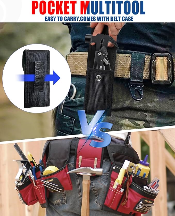 BIBURY Stocking Stuffers for Men, 12 in 1 Hammer Multitool White Elephant Gifts for Adults, Gift for Dad Who Have Everything, Mens Gift for Christmas, Cool Gadgets for Boyfriend Husband, Gift for Men