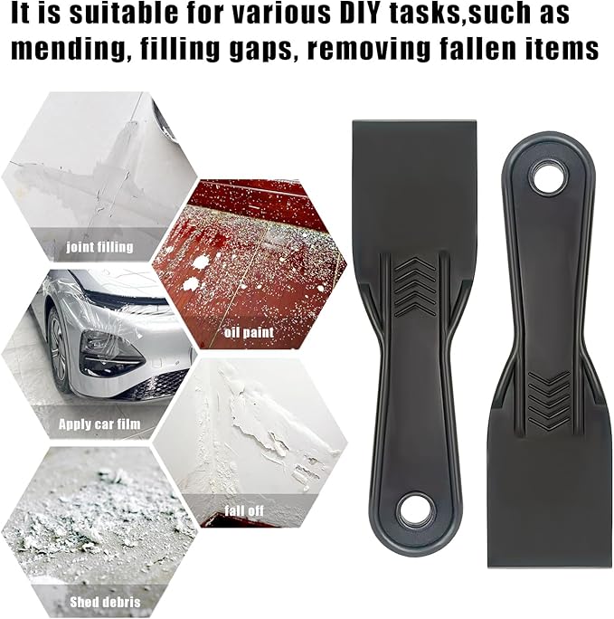 6 Pack Plastic Putty Knife Set, 2" Flexible Paint Scraper Tools for Spackling, Drywall Repair, Patching, Plastering, Caulking, Wallpaper Removal, Non-Scratch Spackle Knife & Putty Scraper