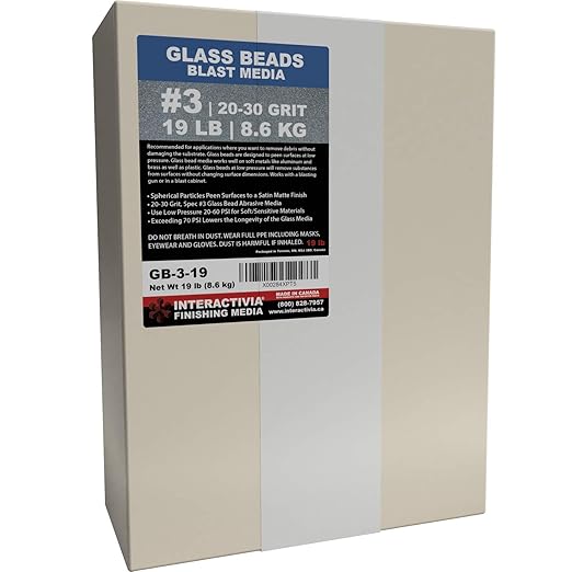 #3 Glass Beads - 19 lb or 8.6 kg - Blasting Abrasive Media (Very Coarse) 20-30 Mesh or Grit - Spec No 3 for Blast Cabinets Or Sand Blasting Guns - Large Beads for Peening and Finishing