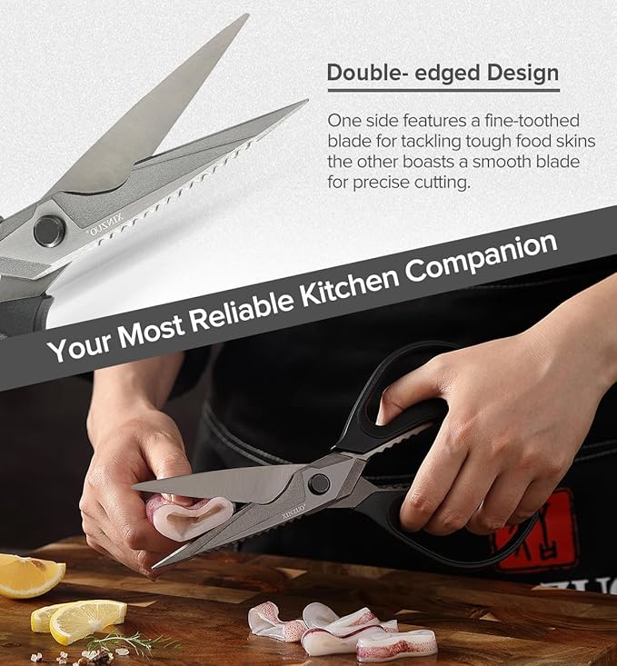 XINZUO Multi-Purpose Kitchen Shear,4Cr13 Stainless Steel Kitchen Scissors For Food(Meat/Herbs/Poultry),Black Titanium Plating,With Pa6 Nylon Reinforced With Glass Fiber Handle