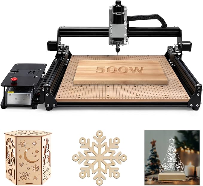 3-Axis CNC Router Machine, 500W Spindle Wood Engraver Machine, 16.9??횞 15.4??Large Working Area, CNC Engraving Machine with Z Probe & Offline Controller, Wood Acrylic MDF Nylon Routing Milling Carving
