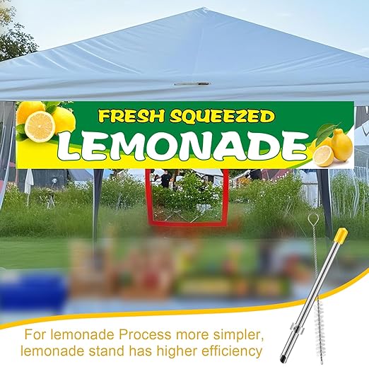 Lasnten 1 Pack Straw Puncher for Plastic Lids Lemonade Cups, Stainless Steel Straw Hole Puncher Punching Tools for Cafe Drinks Deli Container Fresh Squeezed Lemonade Stand Supplies (8.7 Inch,Yellow)