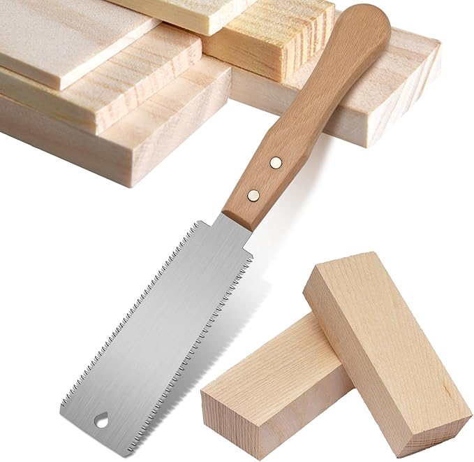 6 Inch Japanese Pull Saw, Double-sided Fine Teeth Wood Saw for Hardwood & Softwood Woodworking Trim (15/17TPI)