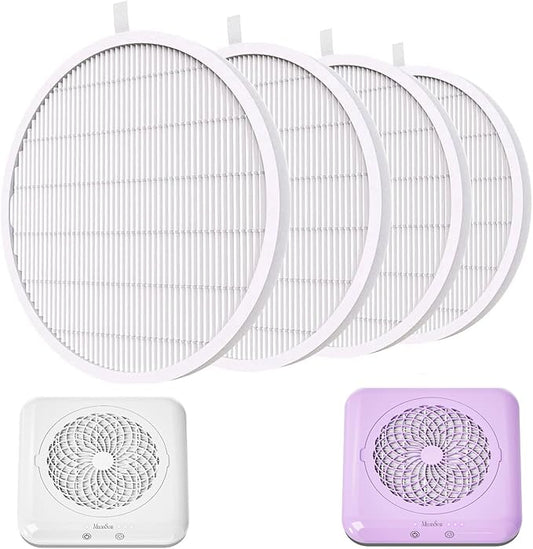 MelodySusie Nail Dust Collector with Reusable Filter, Powerful Nail Vacuum Fan Vent Dust Collector Extractor Electric Dust Suction Machine for Acrylic Gel Nail Polishing, Nail Salon (4 Pack Filter)
