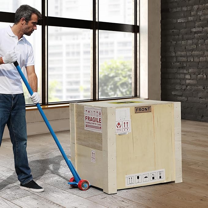 VEVOR Prylever Bar, 60-Inch Handle, 8818 lbs Weight Capacity, Pry Lever Bar Heavy Duty with 4?쇺?Wheels and Enlarged Welding Surface Prylever, Blue