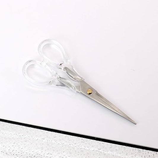 6.5" Silver Scissors Clear Round Acrylic Office All Purpose Scissors Professional Fabric Dressmaker Shears for Cutting Fabric Cloth Leather Canvas Papers (Silver)