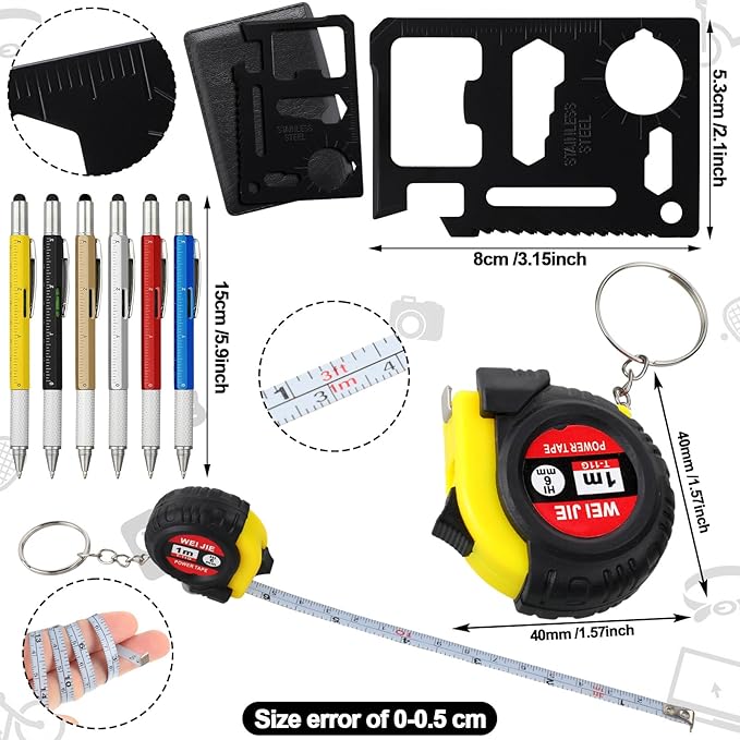 336 Pcs Mini Tape Screwdriver Keychain Set Valentine's Day Men Gifts Bulk Employee Appreciation Gift Bulk Multitool Pen Card for Adult Tool Party (Multicolor)